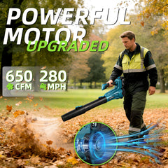 Close-up of LEAWINDY leaf blower's LCD speed control