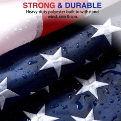 Close-up of Lifraon American Flag with quadruple-stitched hems
