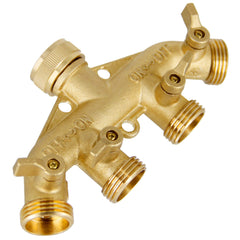 Close-up of Lifynste 4 Way Brass Hose Splitter valves