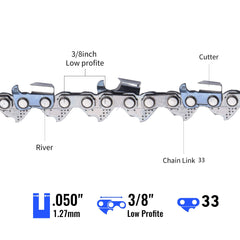 Close-up of Loggers Art Gens chainsaw chain showing drive links