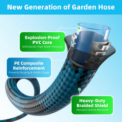 Close-up of Mbtrong garden hose connector and nozzle