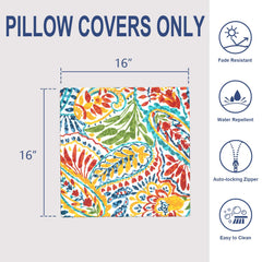 Close-up of Melody Elephant 16x16 inch throw pillow cover with auto-locking zipper