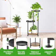 Close-up of metal plates on Oppro 3 Tier Plant Stand