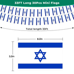 Close-up of mflagperft Israel mini flag on string
