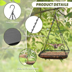 Close-up of MIXXIDEA metal mesh bird feeder tray