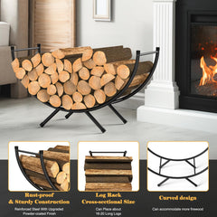Close-up of NANANARDOSO Firewood Rack matte black finish