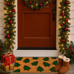 Close-up of natural coir fiber texture of doormat