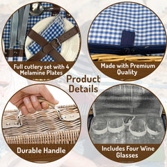 Close-up of Nature Gear Picnic Basket wicker design