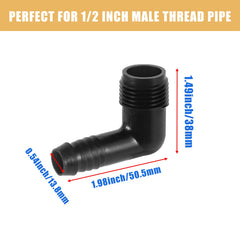 Close-up of NFAMRZCAR 1/2" 90-degree elbow fitting showing barb design