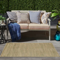 Close-up of Nourison Essentials Green Gold rug texture