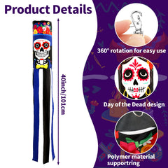 Close-up of NOVWANG Day of The Dead windsock showing vibrant colours