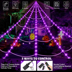 Close-up of OCATO Halloween spider web lights remote control