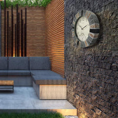 Close-up of OCEST 13 Inch Wall Clock with thermometer