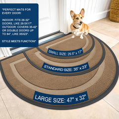 Close-up of OLANLY Half Circle Doormat showing rubber backing