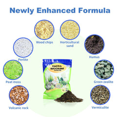 Close-up of Omitgoter Succulent Soil Mix ingredients, including volcanic rock and peat moss