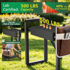 Close-up of Onadak Garden Kneeler's heavy-duty steel frame