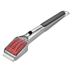 Close-up of OXO grill brush head showing stainless steel coils