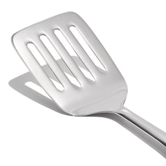 Close-up of OXO Steel Cooking Turner's flexible head