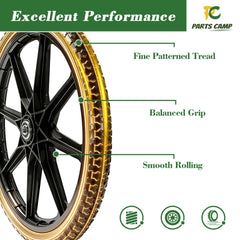 Close-up of Parts Camp tire with 3/4 inch axle bore