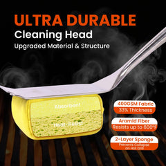 Close-up of Pkharmonica grill brush head with aramid fiber pad