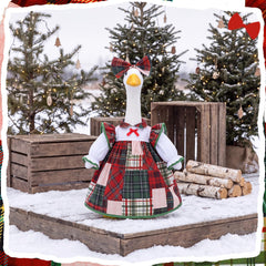 Close-up of plaid dress detail on Suzile goose costume