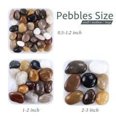 Close-up of polished GreenVibe pebbles in various colours