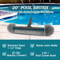 Close-up of POOLWHALE pool brush head showing nylon bristles