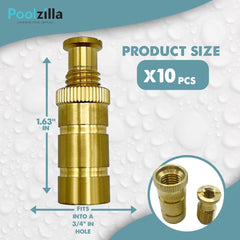 Close-up of Poolzilla brass pool cover anchors