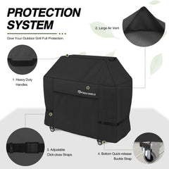 Close-up of Porch Shield grill cover showing stitching