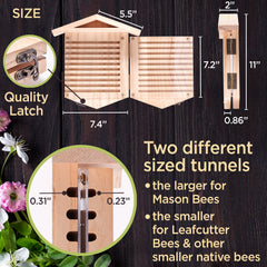 Close-up of pre-drilled nesting tunnels in Rivajam bee house