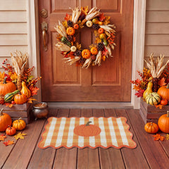 Close-up of pumpkin pattern on Dunzy Fall Doormat