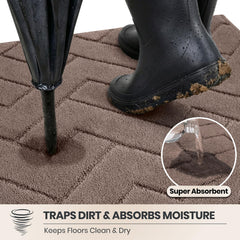Close-up of PURRUGS Dirt Trapping Door Mat showing soft polyester fibers