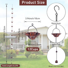 Close-up of Qipade lotus cups on rain chain