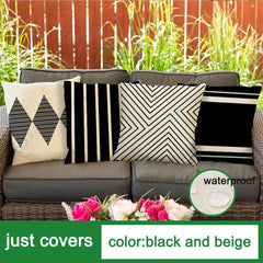 Close-up of RABUSOFA 22x22 inch outdoor pillow cover with hidden zipper