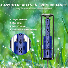 Close-up of RASKOO Rain Gauge showing 0.1-inch increments