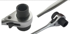 Close-up of RatchetScrench wrench showing dual-taper groove-cleaning tip