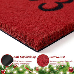 Close-up of red and white buffalo plaid rug, 23.6 x 35.4 inches