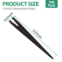 Close-up of RedChili irrigation support stake with 1/4 inch tubing