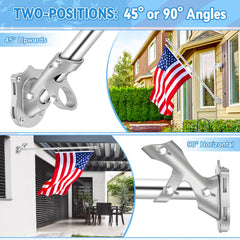 Close-up of REERON flag pole bracket showing dual mounting options