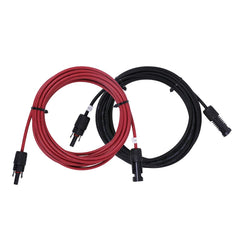 Close-up of Renogy 12AWG black and red solar extension cables
