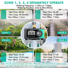 Close-up of Restmo 4-Zone Sprinkler Timer showing control panel