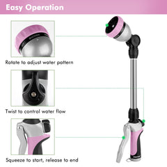 Close-up of Restmo hose wand sprayer head with 7 watering patterns