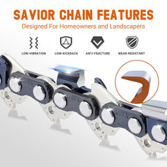 Close-up of Savior 20" chainsaw chain links