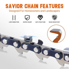Close-up of Savior chains with protective oil