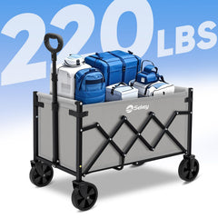 Close-up of Sekey wagon's 360-degree rotating front wheels