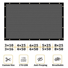Close-up of Shade&Beyond Dark Gray Privacy Screen grommets