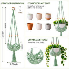 Close-up of Shappy Boho Macrame Plant Hanger weaving
