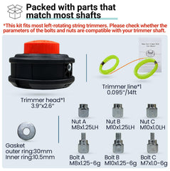 Close-up of SIMUSI trimmer head with dual-color trimmer line