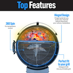 Close-up of Slow 'N Sear EasySpin Grill Grate handles