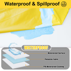 Close-up of Smiry yellow picnic table cover with elastic edge